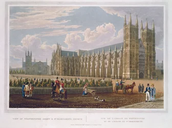 Vista de la abadía de Westminster y la iglesia de St. Margaret, pub. por Colnaghi und Co.