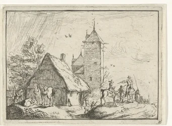 Jinetes en una torre Paisajes con campamentos (título de serie)