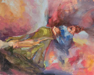 Después del flamenco, 2023 (óleo sobre tabla)
