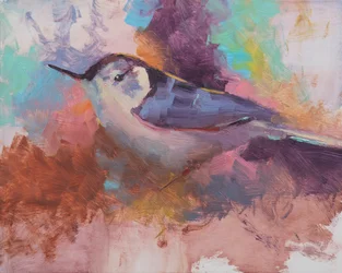 White Breasted Nuthatch, 2023 (óleo sobre panel)
