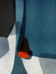 Formas modernas en azul y rojo