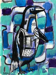 Frozen Penguin, c.2020 (acrílico sobre papel)