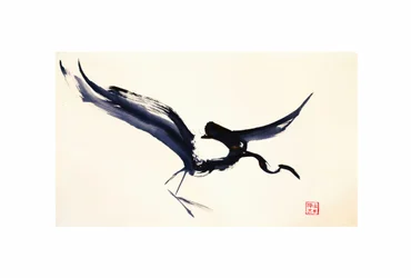 La grulla de tinta voladora