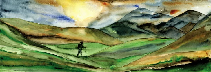 El viaje por la montaña del excursionista