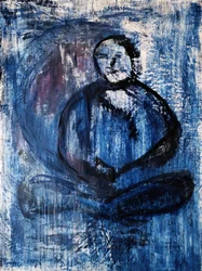 Figura azul meditando