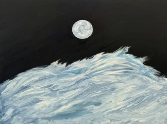 Las olas del mar a la luz de la luna