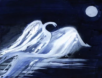 Cisne a la luz de la luna