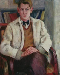 Niño joven con blazer blanco