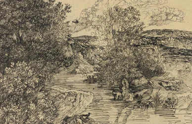 Bañistas en un arroyo