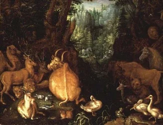 Animales y aves en un paisaje forestal
