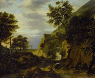 Paisaje montañoso con cascada