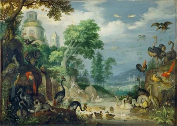 Paisaje con pájaros