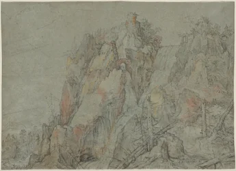 Paisaje Montañoso con Castillos y Cascadas