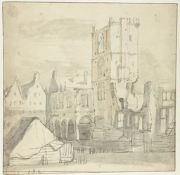 Ruinas del Antiguo Ayuntamiento de Ámsterdam, tras el incendio de 1652