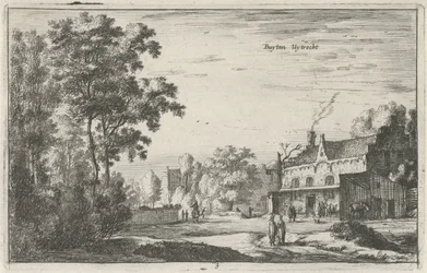 Cara en Utrecht Buyten Uytrecht (título sobre el objeto) Paisajes en el norte de los Países Bajos (Roelant Roghman) (título de la serie)