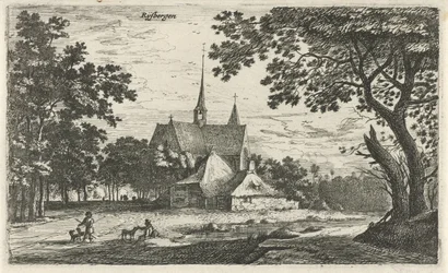 Vista de la Iglesia de San Willibrord en Klein-Zundert Rysbergen (título sobre el objeto) Escenas de aldeas en el norte de los Países Bajos (título de la serie)