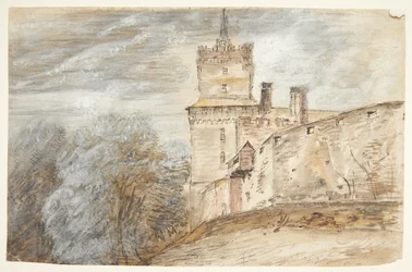 Castillo con bosque a la izquierda. ¿Castillo Schwamenburg?