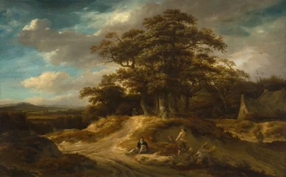 Viajeros al borde de un pueblo, 1680
