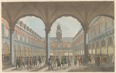Bolsa de valores de Ámsterdam, hacia 1825 The Beurs in Amsterdam / La Bourse à Amsterdam (título sobre el objeto)