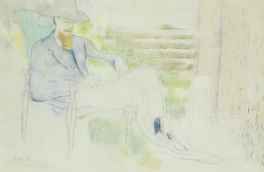 Lytton Strachey escribiendo en el jardín
