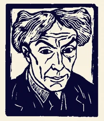 Autorretrato de Roger Fry (1866 - 1934), xilografía de 1921.