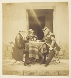 Un consejo de guerra: Lord Raglan, Omar Pachá y Pélissier, tomado la víspera de la toma del Mankelen, Crimea