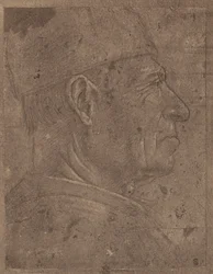 Dibujo de una cabeza de hombre de perfil de Agnolo Gaddi