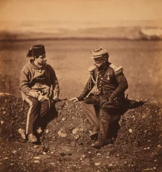 General francés Cisse, jefe de Estado Mayor del general Pierre Bosquet, y ayudante de campo, retrato durante la guerra de Crimea, Crimea, Ucrania