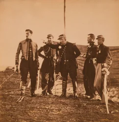El general francés Pierre Bosquet da órdenes a su estado mayor, guerra de Crimea, Crimea, Ucrania