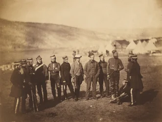 El mayor Burton y los oficiales del 5.º regimiento de guardias dragones