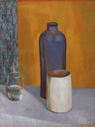 Bodegón con botella azul