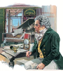 Ludwig van Beethoven (1770-1827) (gouache sobre papel)