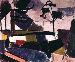 Paisaje inacabado con ramas de árboles