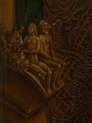 Detalle de San Lucas dibujando el retrato de la Virgen (óleo sobre tabla)