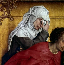 Deposición o descenso de la cruz. (detalle). Retablo de Rogier (Roger) Van Der Weyden (1400-1464) 1435. Madrid, Museo del Prado