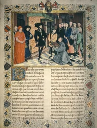 Jean Wauquelin (fallecido en 1452) presenta la traducción de las crónicas de Henao a Felipe III de Borgoña