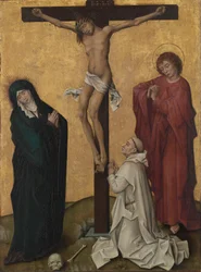 La Crucifixión con un monje cartujo, c. 1460 (óleo y oro sobre madera)