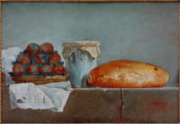 Bodegón de frutas con pan