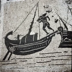 Un barco de Cagliari regresando al puerto de Ostia (mosaico)