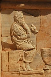 Bajorrelieves en el Proscenio del teatro romano, Sabratha, Libia, siglo II d.C.