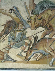 Batalla entre Gladiadores y Animales (detalle)
