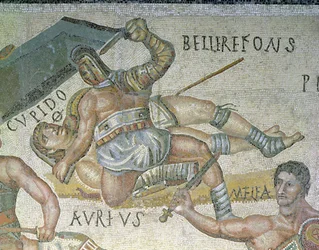 Batalla entre gladiadores, (detalle)