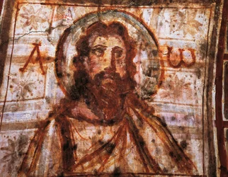 Busto de Cristo, catacumbas de Commodilla, Roma