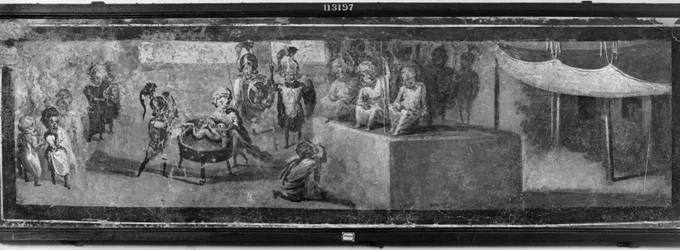 Caricatura del Juicio de Salomón, de Pompeya, Casa del Doctor