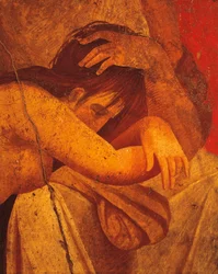 Detalle del fresco que representa Flagelados, Segundo Estilo Pompeyano, de la Villa de los Misterios, Pompeya, Civilización Romana