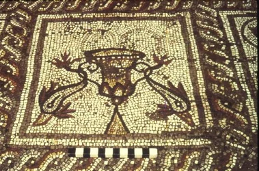 Mosaico de delfines, Insula XXVIII, Edificio 3, siglo II a.C. (mosaico)