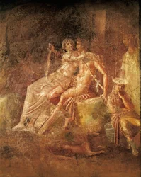 Fresco que representa a Ares y Afrodita, Casa del Citaredo, Pompeya, Italia