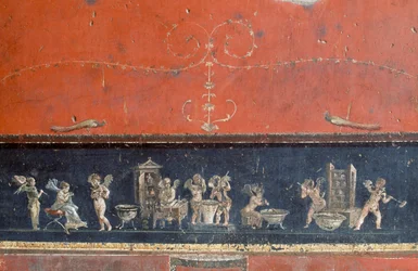 Friso que representa a cupidos, Casa de los Vettii, Pompeya (Lista del Patrimonio Mundial de la Unesco)