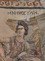 Simposio funerario, de la necrópolis de Antioquía, finales del siglo IV d.C. (mosaico) (detalle)