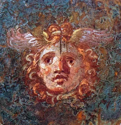 Gorgona o Gorgo - Detalle de un fresco de la Casa dei Vettii de Pompei del siglo I d.C.
